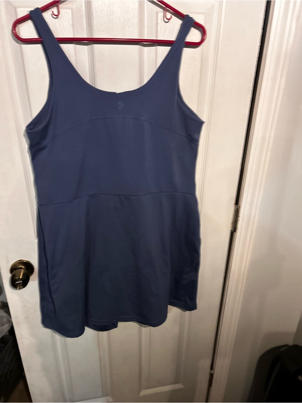 Women’s Athleisure Tank Dress in Navy Blue - Built In Shorts/Sports Bra